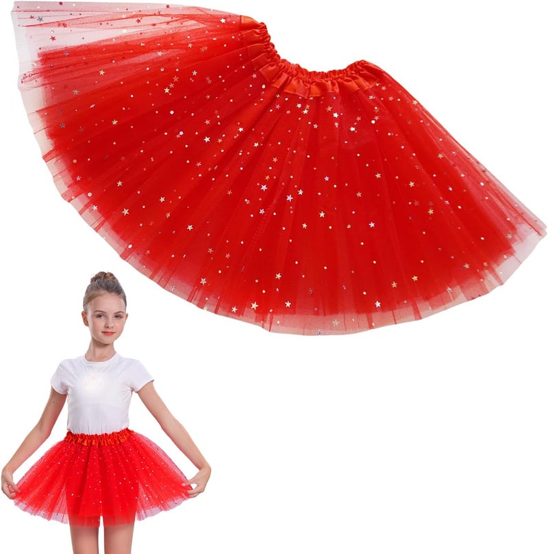 WINROLA Girls Stars Sequins Tutu Skirt Princess Ballet Dance Tutu Dress 3 Layered Halloween Christmas Tutu - Image 1